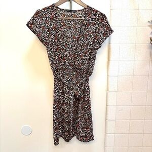 Black Tape Mini Dress Ditsy Floral Size Small Romantic Cottagecore Rodeo Cowgirl